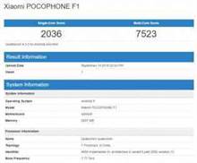 Pocophone F1 no GeekBench rodando o Android 9 Pie