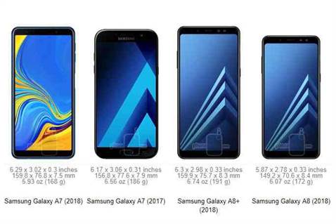 Galaxy A7 2018 vs A7 2017 vs A8 + especificações e comparação de tamanho 2
