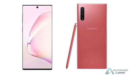 Samsung Galaxy Note 10 rosa em destaque