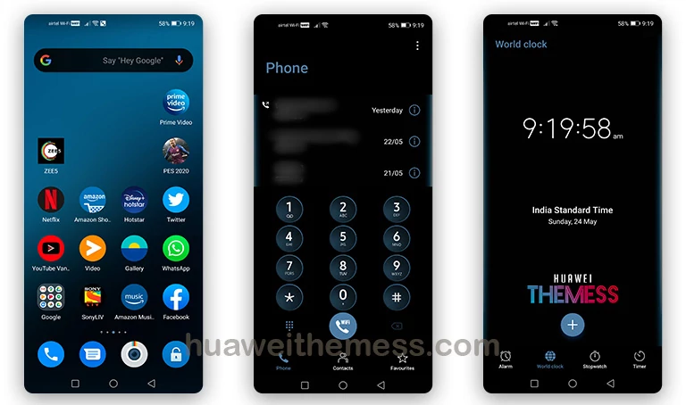 Tema Oneplus 8 Dark EMUI 10 / 9.1 / 9.0 1 Temas EMUI para telefones Huawei e Honor