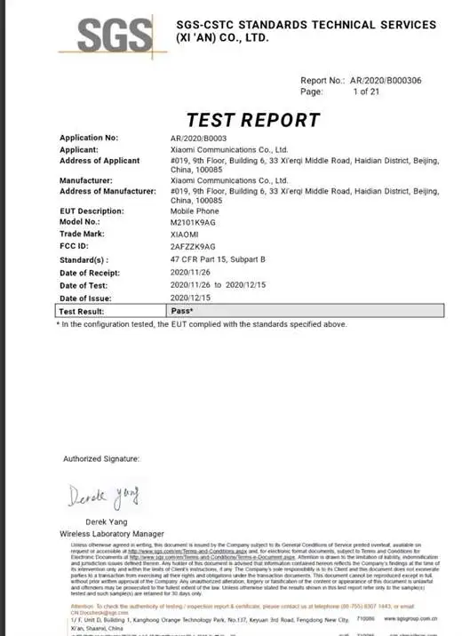 Xiaomi Mi 11 Lite Certificação FCC revela bateria e carregamento