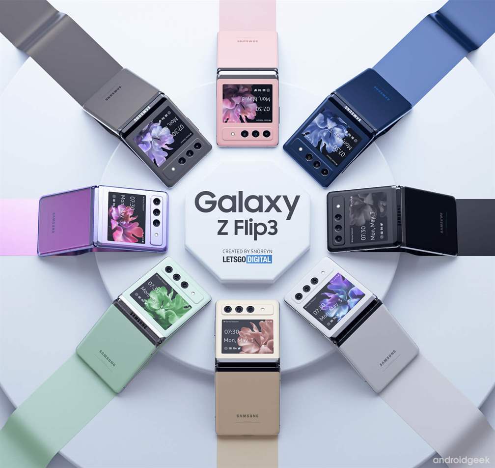 Samsung Galaxy Z Flip3 revela as suas cores em novos renders 6
