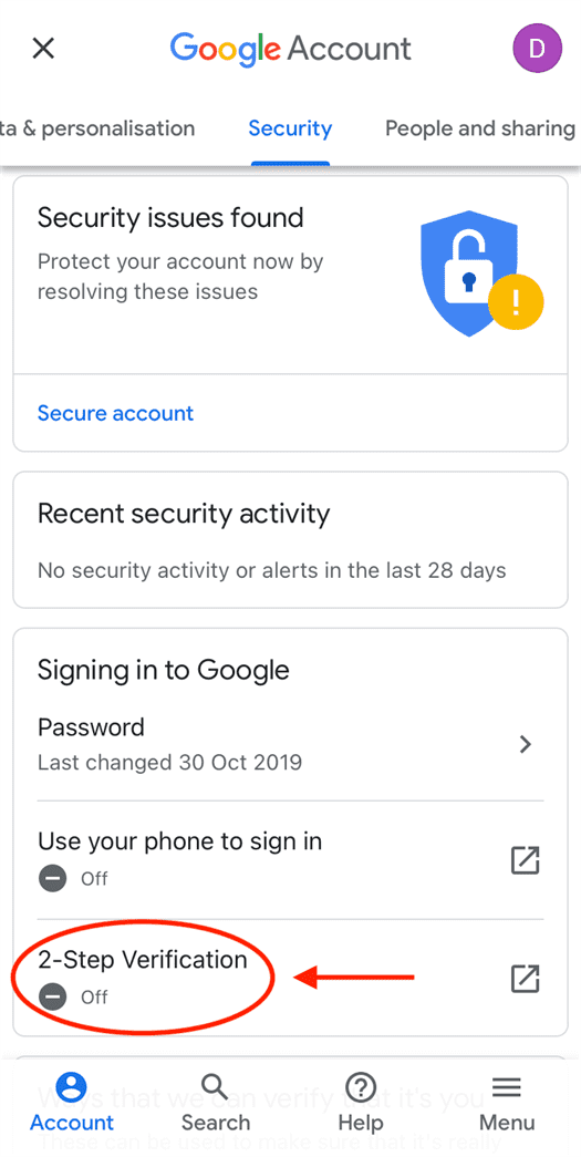 Como configurar a autenticação de dois fatores no Gmail usando seu telefone