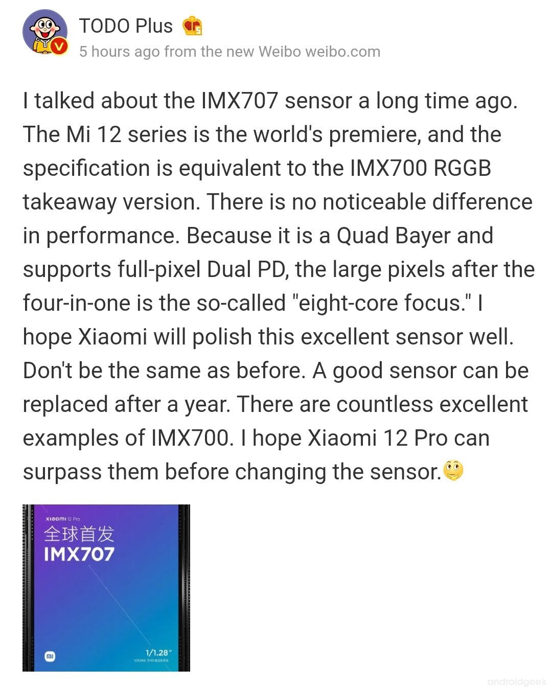 Xiaomi 12 Pro traz Sony IMX707 para uma melhor fotografia noturna 2