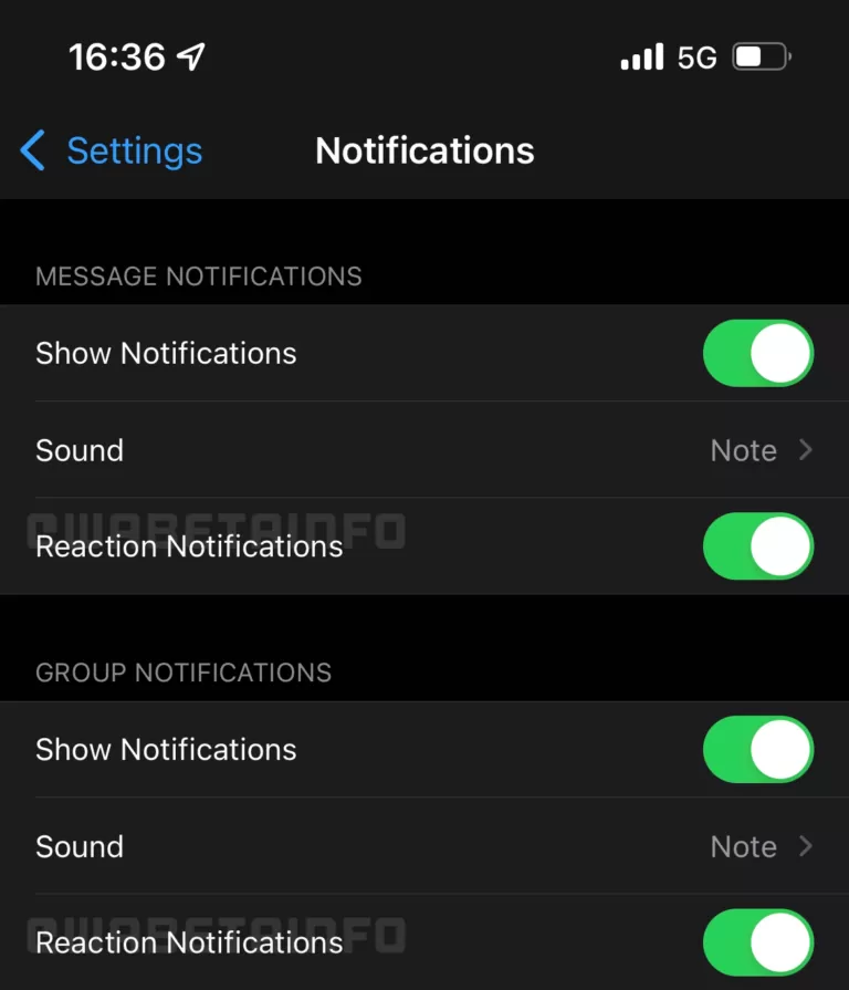 WhatsApp reaction notification