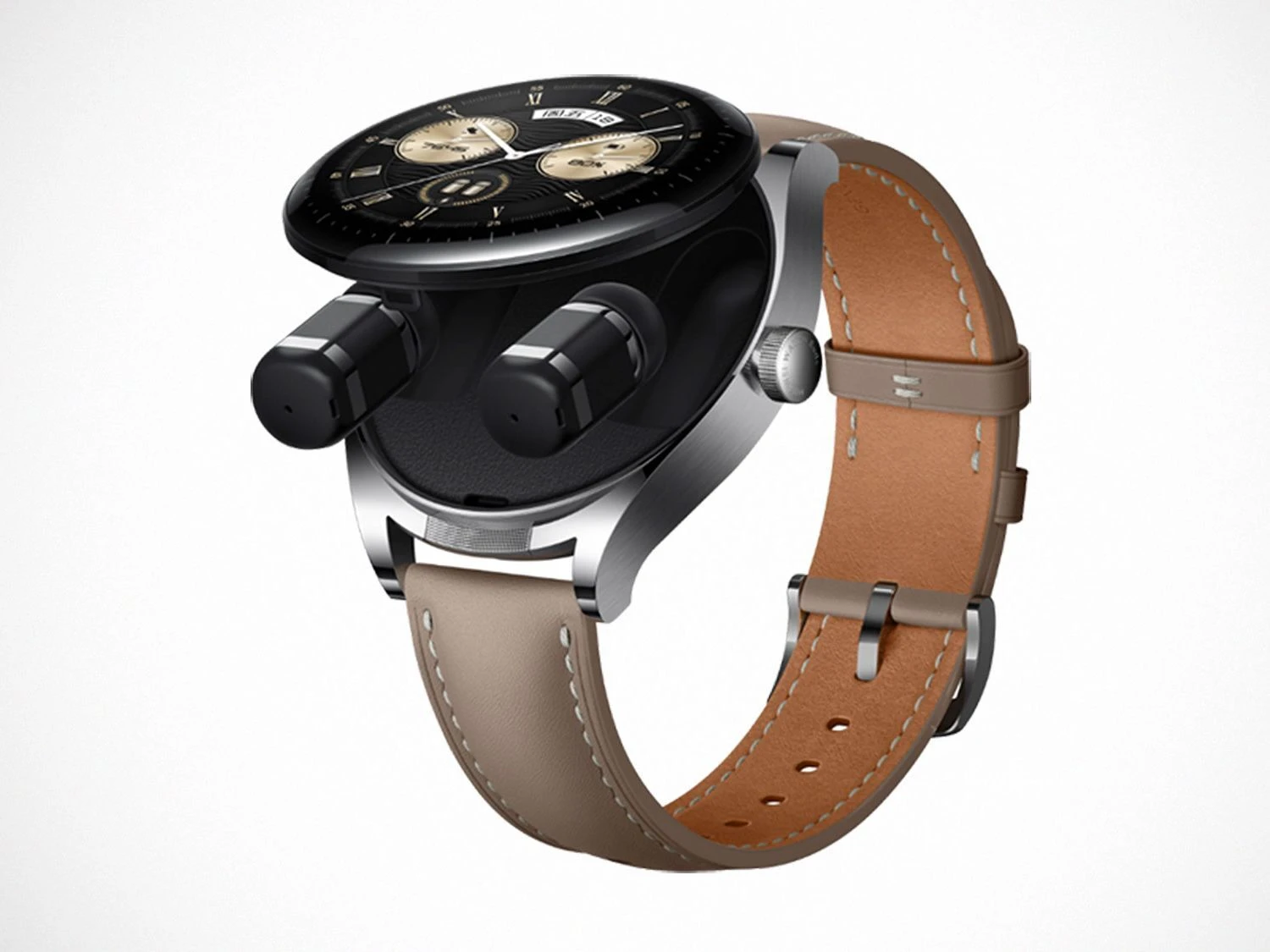 Huawei Watch Buds são oficiais e sim, existem fones dentro do smartwatch. 1