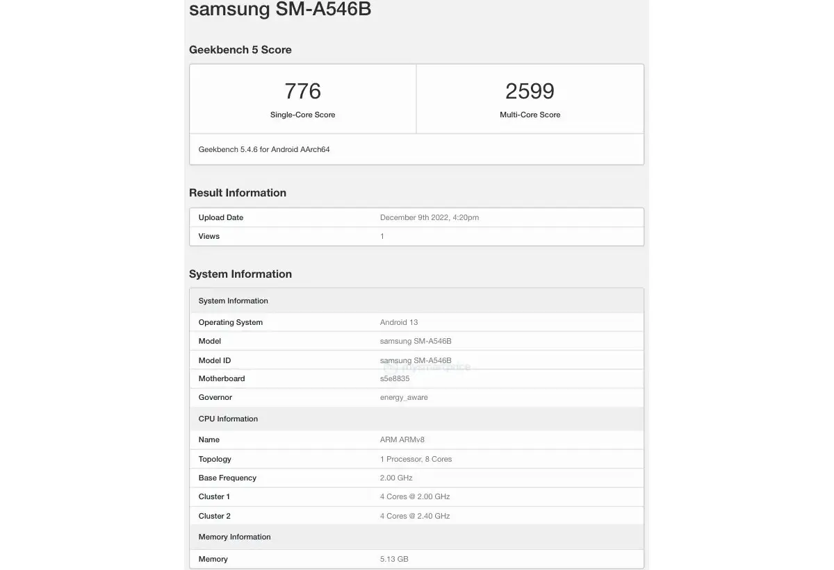 Samsung Galaxy A54 5G e F04s foram avistados no Geekbench 13