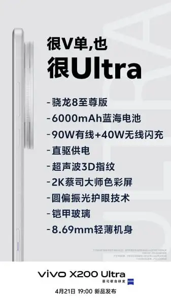 Vivo X200 Ultra: Uma verdadeira máquina fotográfica… que também faz chamadas 2 Vivo X200 Ultra confirmed specs