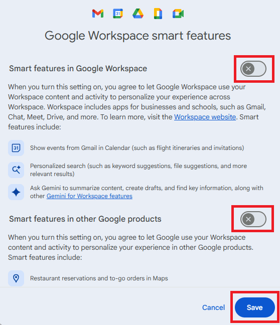 Google acusado de usar dados do Gmail para treinar IA, empresa diz que é enganoso! 4 Smart feature settings