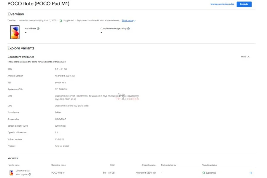 poco pad m1 surge silenciosamente no google play console antes do lancamento em novembro androidgeek