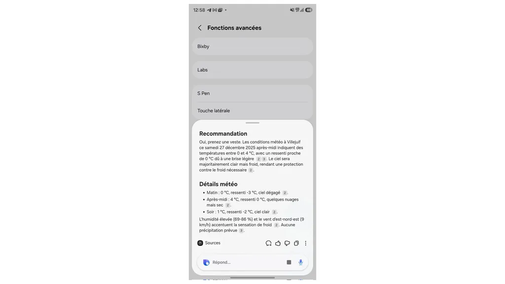 Imagem do teste do Perplexity no Bixby antes do lançamento do Galaxy S26