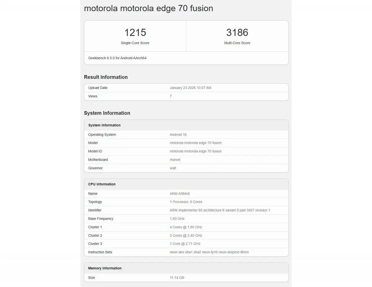 Motorola Edge 70 Fusion: Leak no Geekbench revela Snapdragon 7s Gen 4 e Android 16 2 motorola edge 70 fusion leak no geekbench revela snapdragon 7s gen 4 e android 16 androidgeek