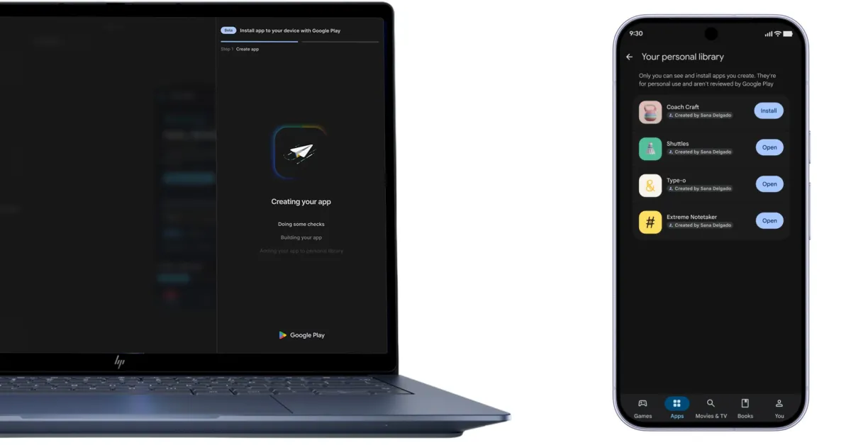 Google Play vai ter biblioteca pessoal para apps criadas com IA