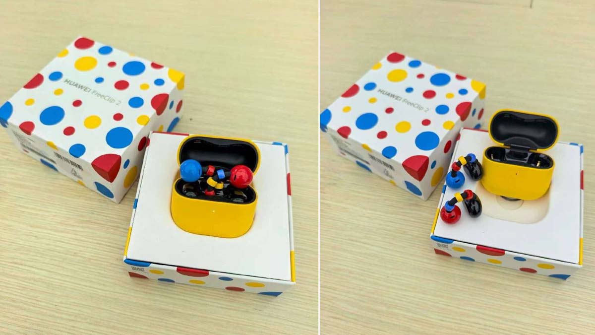 Huawei FreeClip 2: imagens mostram variante amarela com auscultadores bicolor