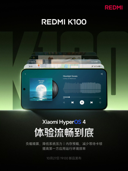 Redmi K100: ecrã de 165 Hz e 3.500 nits antes do lançamento de 27 de outubro